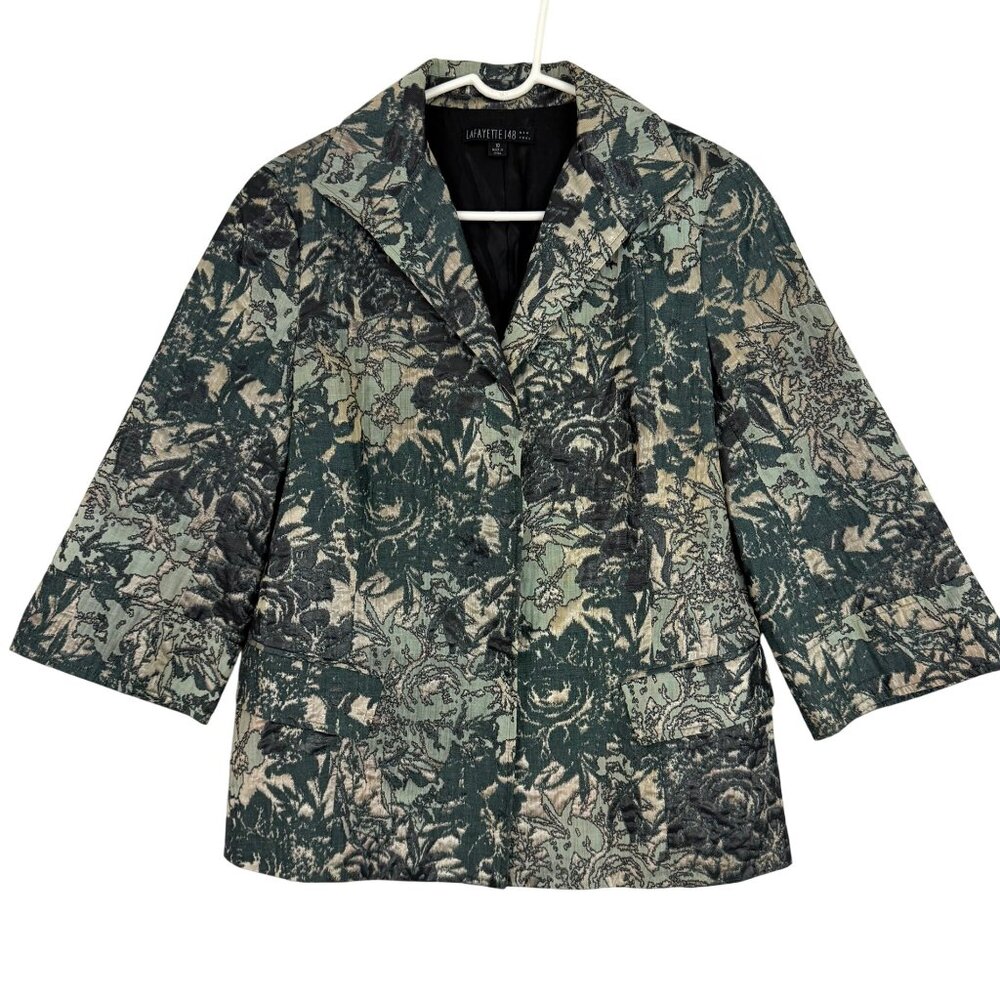 Lafayette 148 Jacket Women's 10 Helena Metallic Brocade Blazer Lined‎ Floral